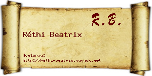 Réthi Beatrix névjegykártya